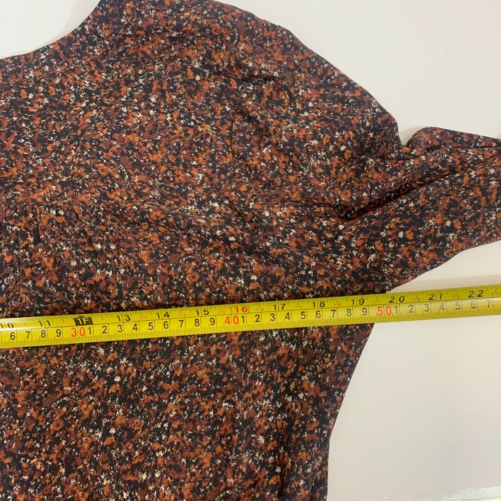 Treasure & Bond Women's XS Brown Abstract Speckled V-Neck Long Sleeve Blouse - Picture 3 of 7